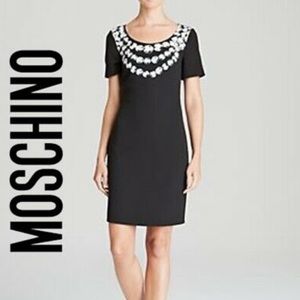 Moschino Rock Stone Chain Graphic Black Dress